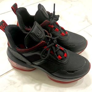 Michael Kors Olympia Sneakers- Black and Red
